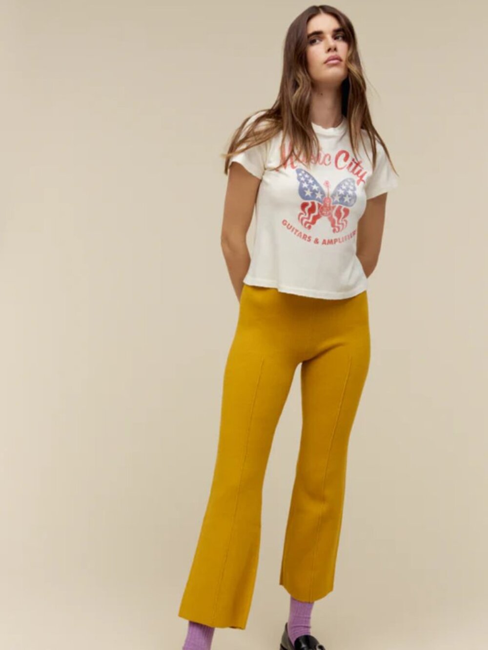 Knit Pintuck Pant - Hot Mustard - Daydreamer